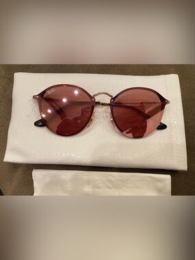 RAY-BAN Sunglasses Blaze Round Gold Pink Mirror RB3574N 001/E4 59 145 New